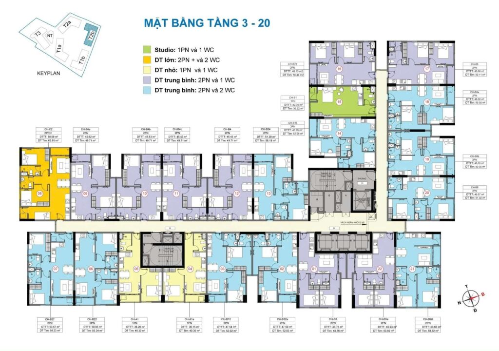 thiết kế mặt bằng tầng 3 block t2b dự án destino centro